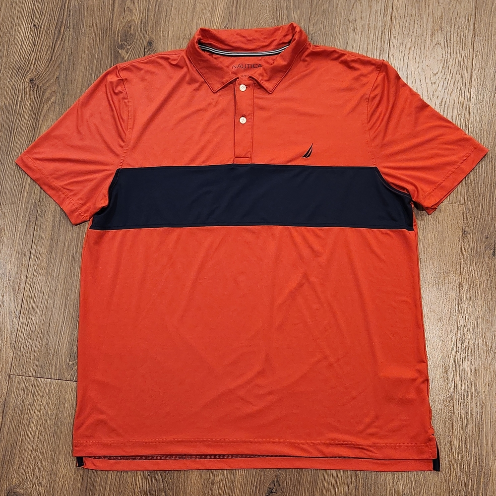 Men's Nautica Polo Shirt with Navy Stripe